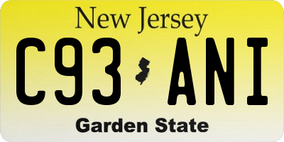 NJ license plate C93ANI