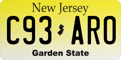 NJ license plate C93ARO