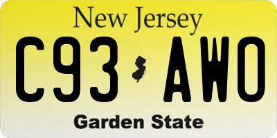 NJ license plate C93AWO