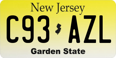 NJ license plate C93AZL