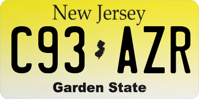NJ license plate C93AZR