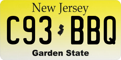 NJ license plate C93BBQ
