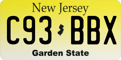 NJ license plate C93BBX