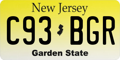NJ license plate C93BGR