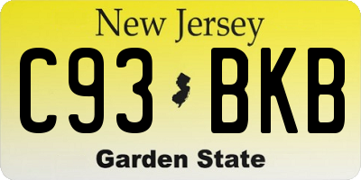 NJ license plate C93BKB