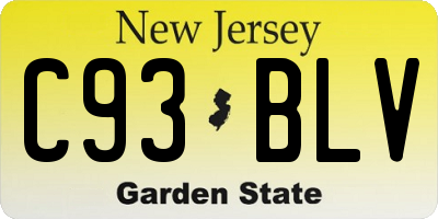NJ license plate C93BLV