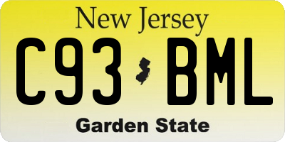 NJ license plate C93BML