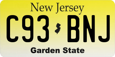 NJ license plate C93BNJ