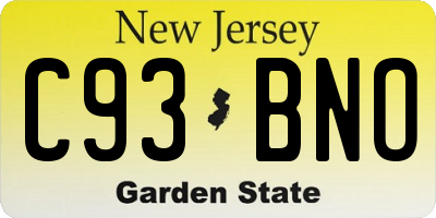 NJ license plate C93BNO