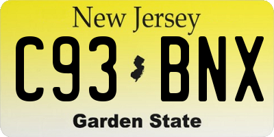 NJ license plate C93BNX
