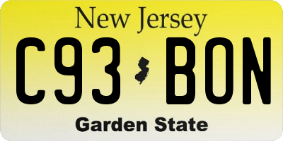 NJ license plate C93BON