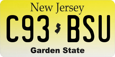NJ license plate C93BSU