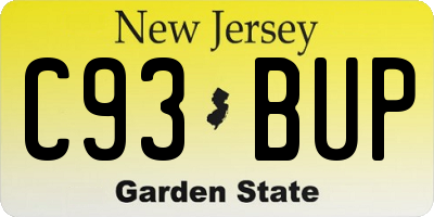 NJ license plate C93BUP