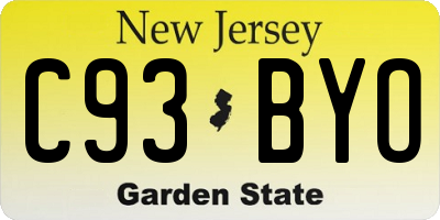 NJ license plate C93BYO