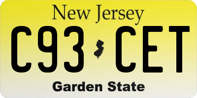 NJ license plate C93CET