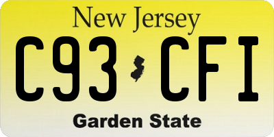 NJ license plate C93CFI