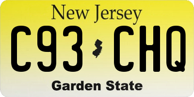 NJ license plate C93CHQ