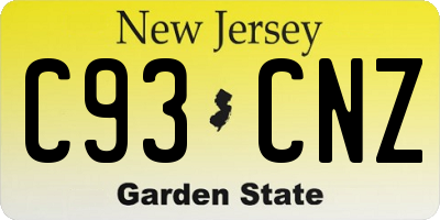 NJ license plate C93CNZ