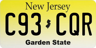 NJ license plate C93CQR