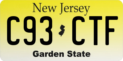 NJ license plate C93CTF