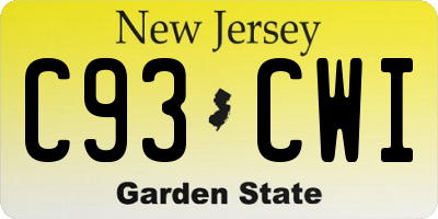 NJ license plate C93CWI