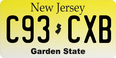 NJ license plate C93CXB