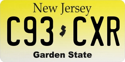 NJ license plate C93CXR