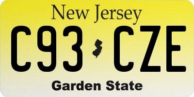 NJ license plate C93CZE