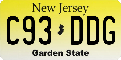 NJ license plate C93DDG