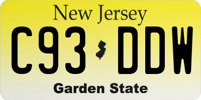 NJ license plate C93DDW