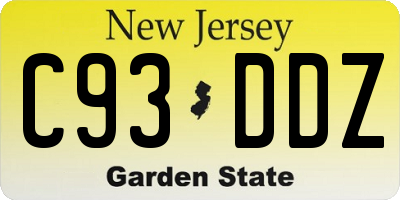 NJ license plate C93DDZ