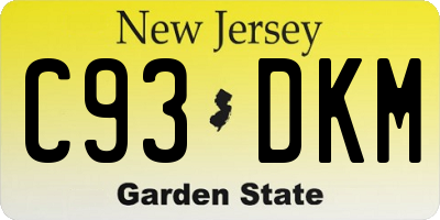 NJ license plate C93DKM