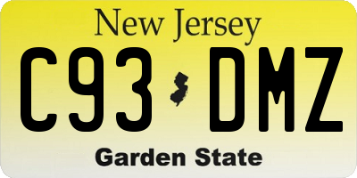 NJ license plate C93DMZ