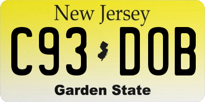 NJ license plate C93DOB