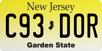 NJ license plate C93DOR
