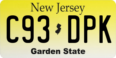 NJ license plate C93DPK