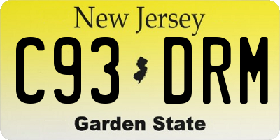 NJ license plate C93DRM