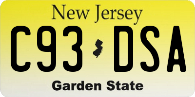 NJ license plate C93DSA