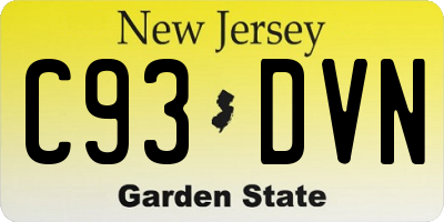 NJ license plate C93DVN