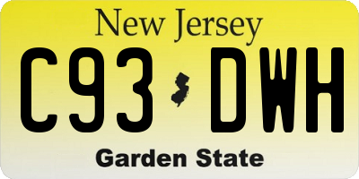 NJ license plate C93DWH