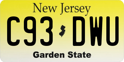 NJ license plate C93DWU