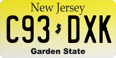NJ license plate C93DXK