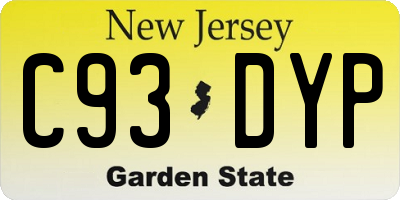 NJ license plate C93DYP