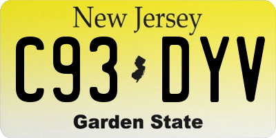 NJ license plate C93DYV