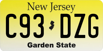 NJ license plate C93DZG