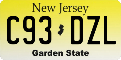 NJ license plate C93DZL