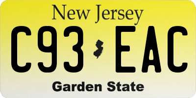 NJ license plate C93EAC