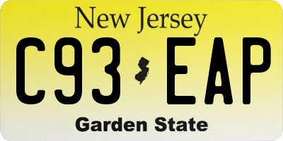 NJ license plate C93EAP