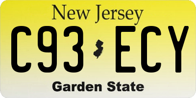 NJ license plate C93ECY