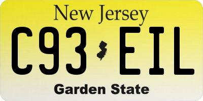 NJ license plate C93EIL